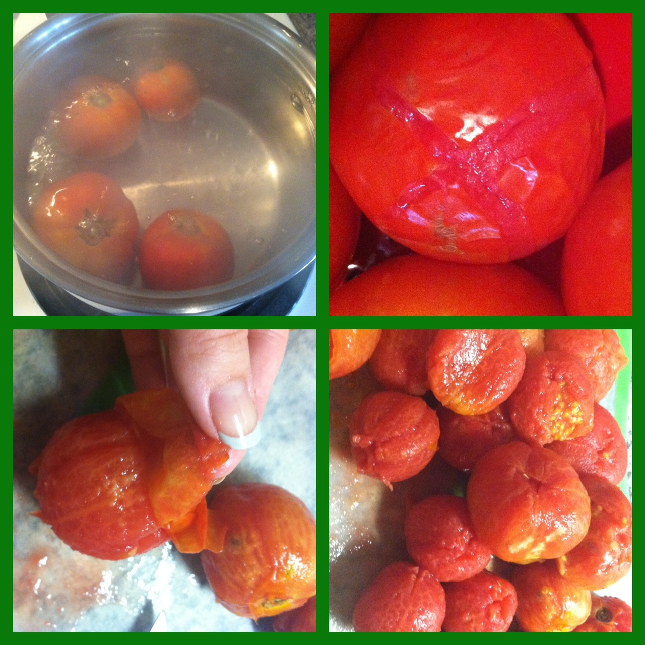 blanch and peel the tomatoes